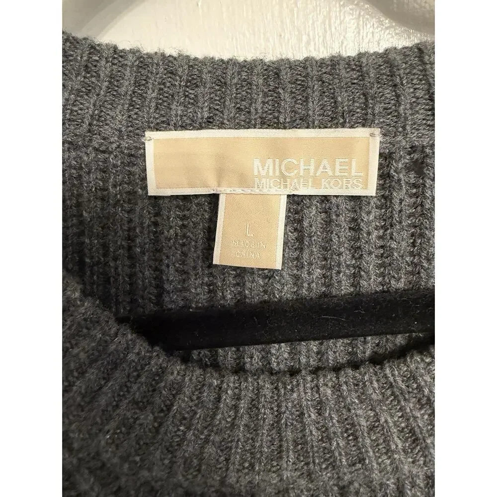 Michael Kors Gray Merino Wool Cashmere Pullover Sweater Dress/Tunic Size L